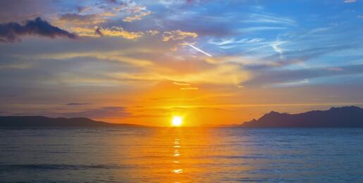 Golden sunset over the Adriatic Riviera in Makarska, Croatia